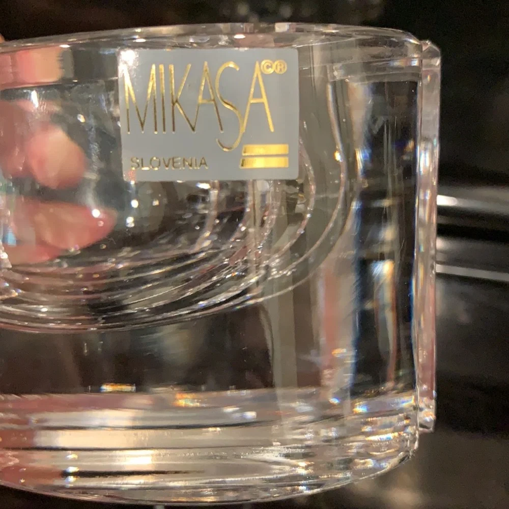Mikasa Oval Crystal Candle Holder heavy clear crystal NWT